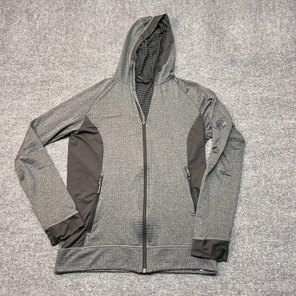 Mammut Jacket Womens Medium Gray Hooded Fleece Full Zip Lightweight Hiking Layer